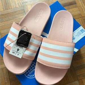 Adidas Pastel Pink and White Slides